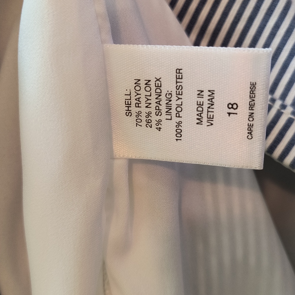 New York & Co Pencil Skirt Wmn's 18 Blue White Striped Seersucker Nautical - Picture 14 of 16